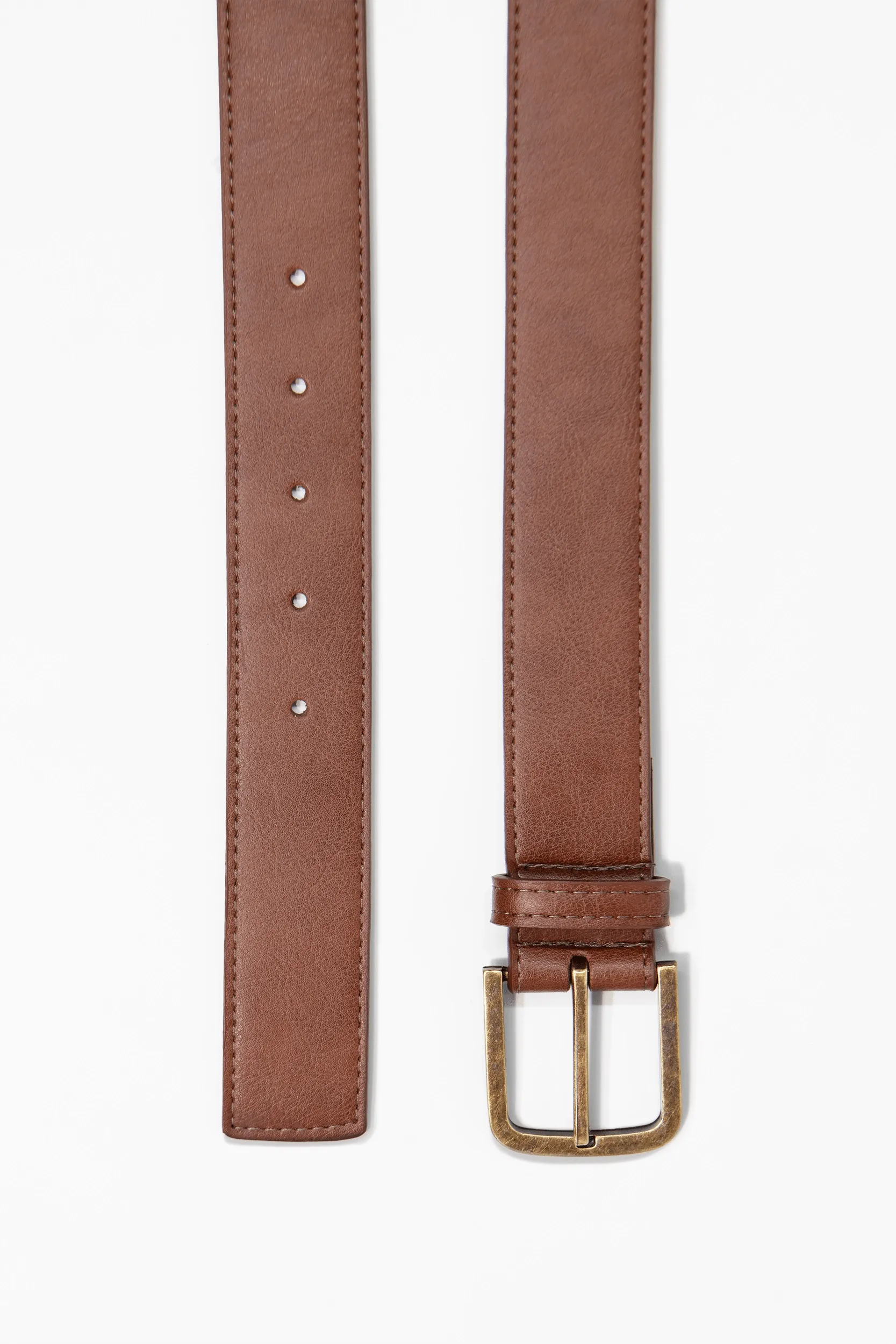 Bo Brass Buckle Vegan Belt | Chestnut