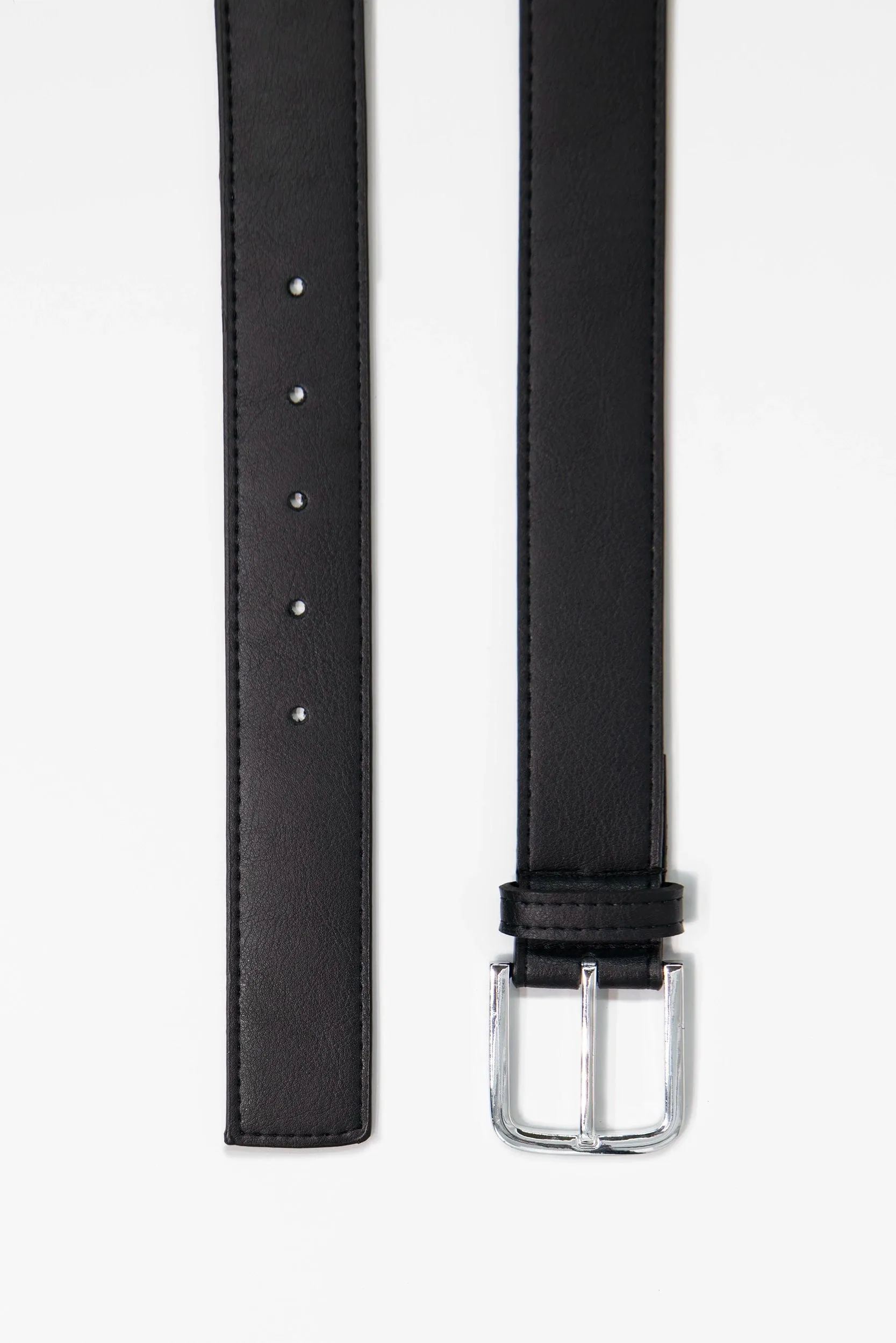 Bo Silver Buckle Vegan Belt | Black