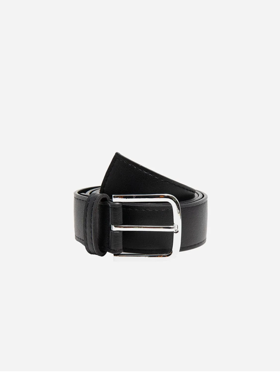 Bo Silver Buckle Vegan Belt | Black
