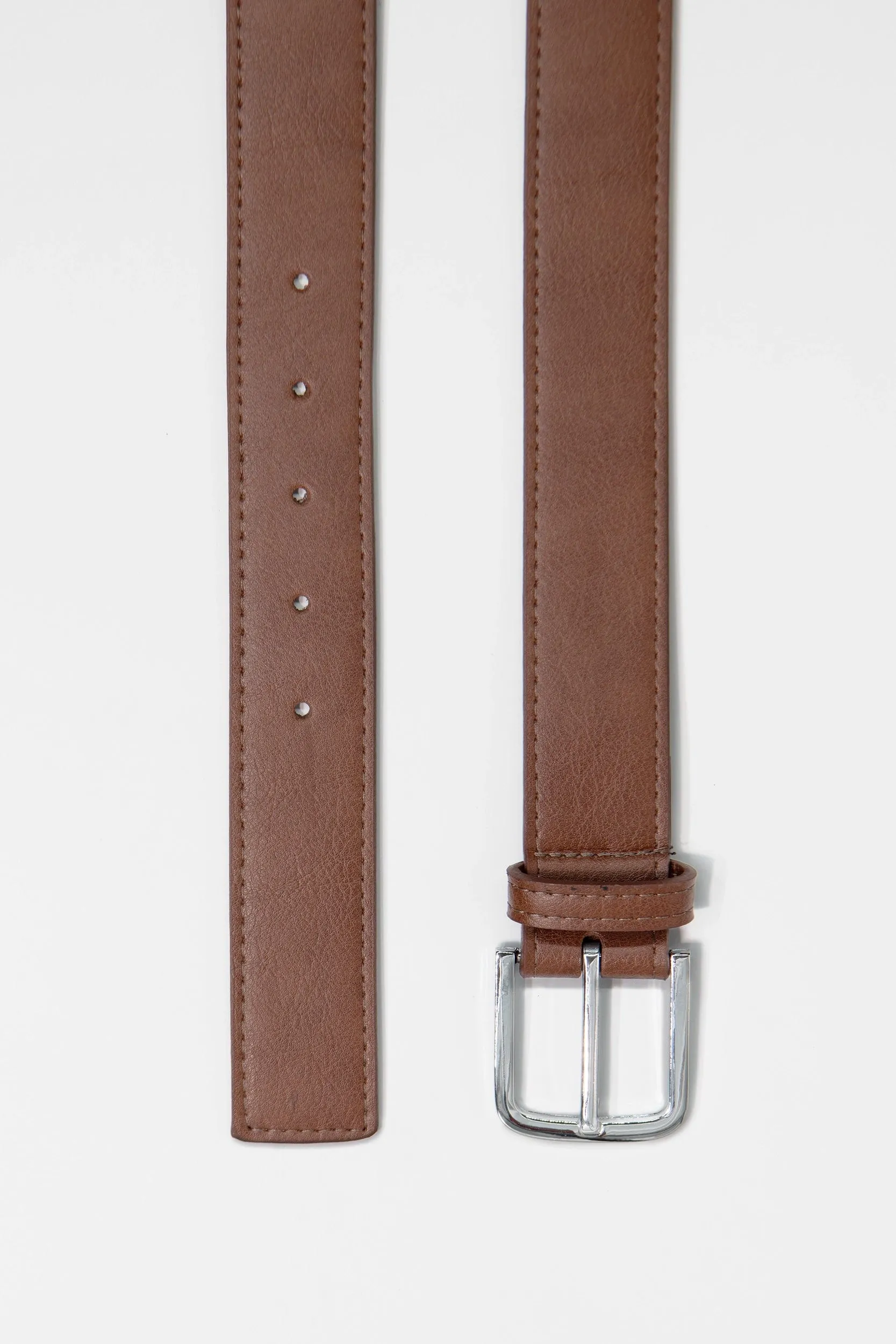 Bo Silver Buckle Vegan Belt | Chestnut