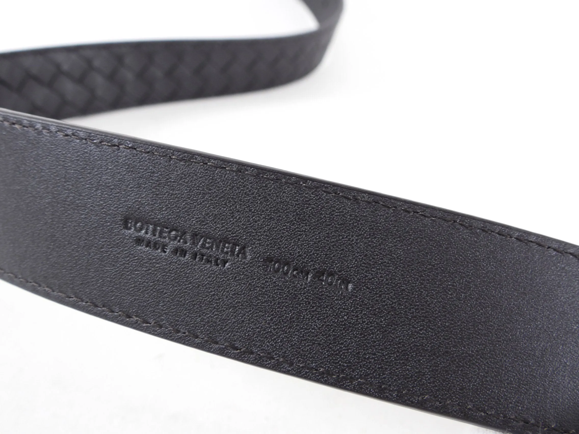 Bottega Dark Brown Intrecciato Leather Woven Belt - 100/40