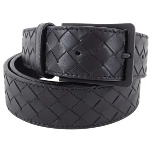 Bottega Dark Brown Intrecciato Leather Woven Belt - 100/40