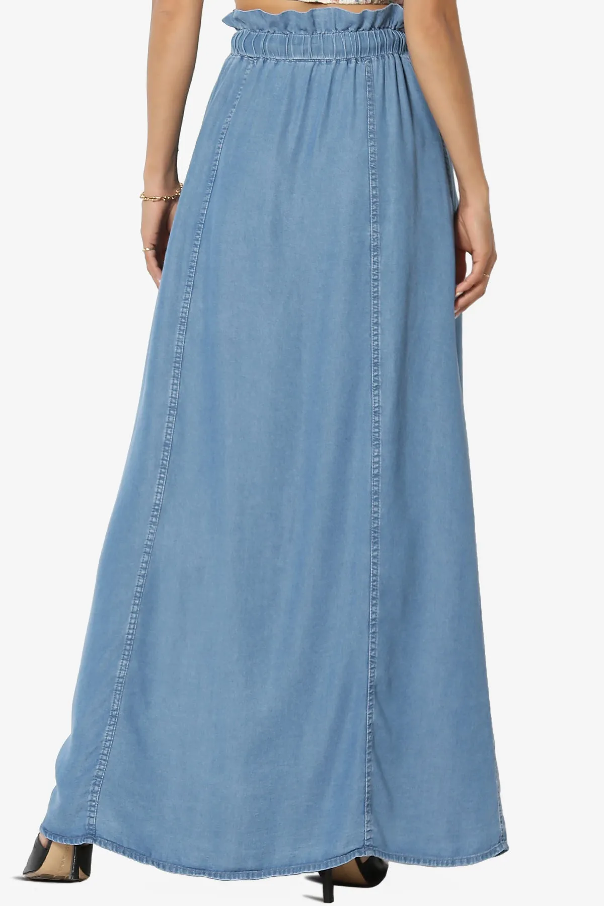 Brigitte Chambray Button Front Maxi Skirt