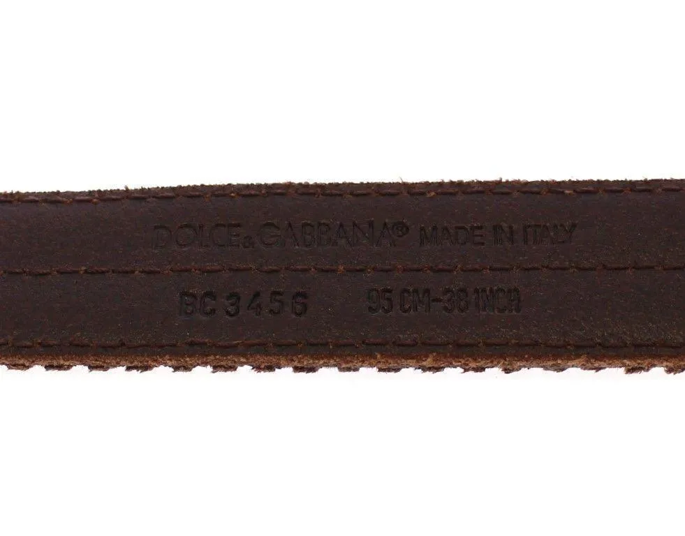 Brown Leather Logo Belt