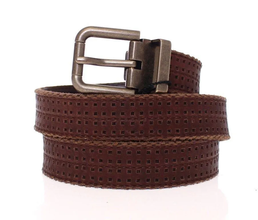 Brown Leather Logo Belt