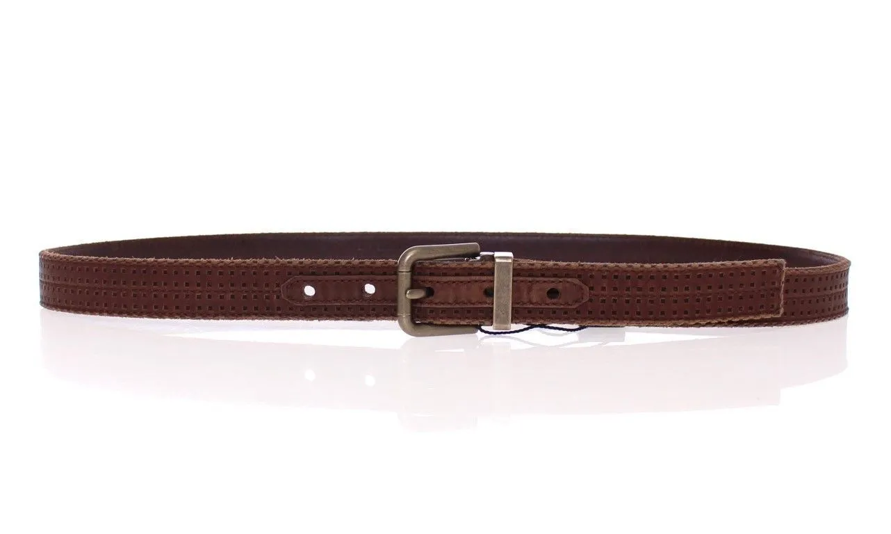Brown Leather Logo Belt