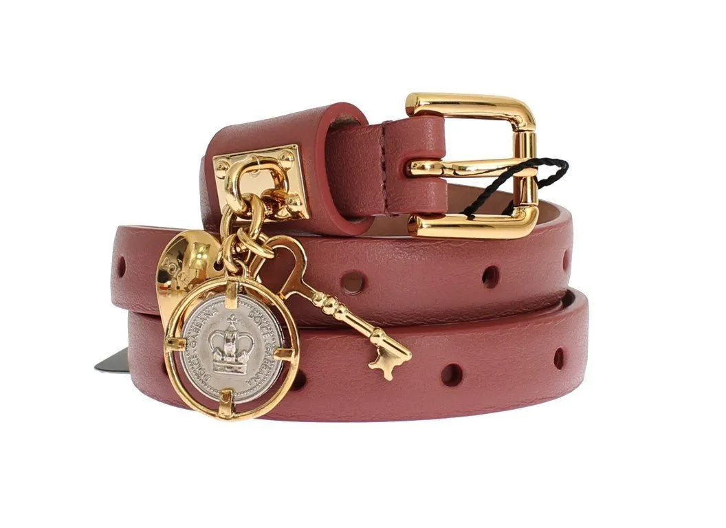 Brown Sicily gold charm leather belt