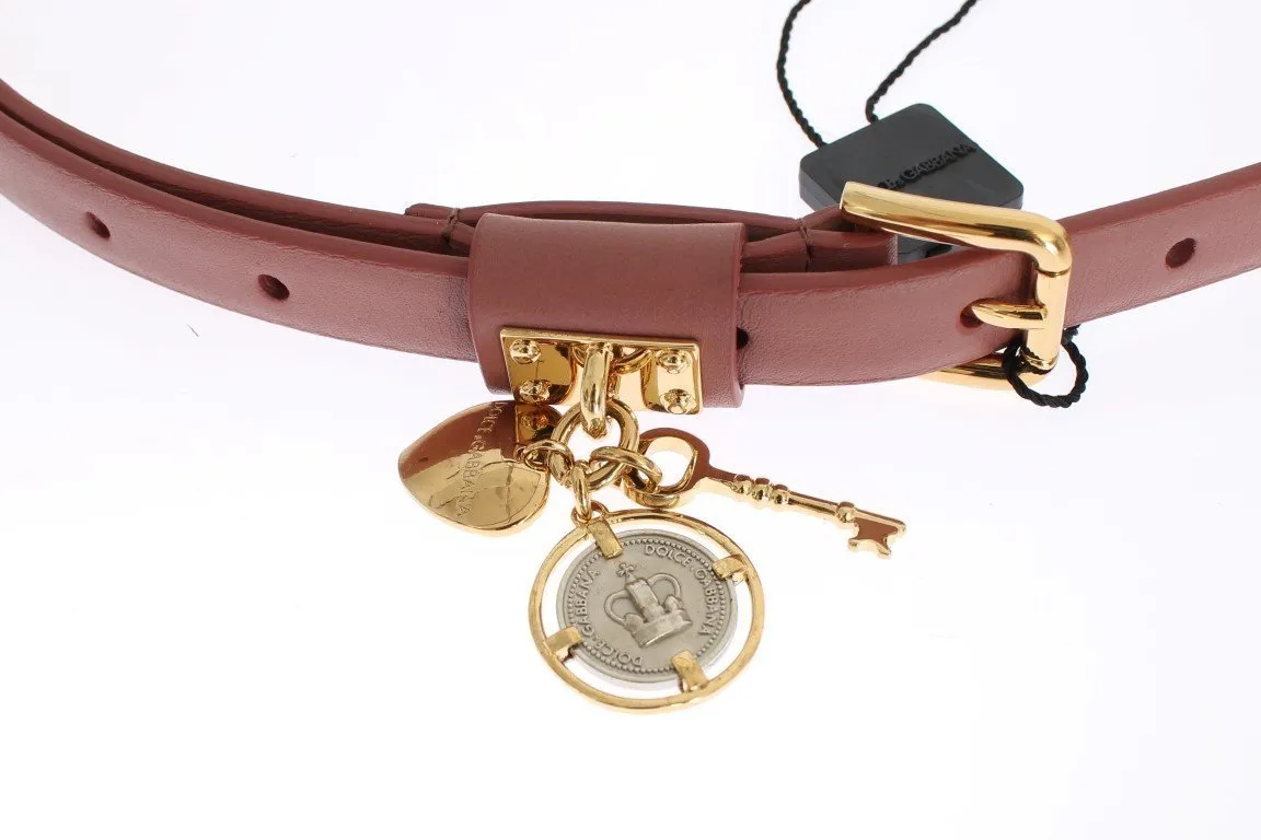 Brown Sicily gold charm leather belt