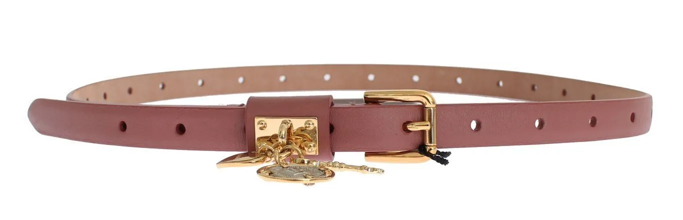 Brown Sicily gold charm leather belt