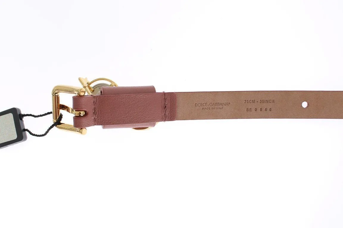 Brown Sicily gold charm leather belt