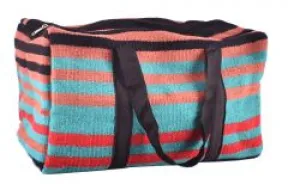 Brown,Teal & Red 100% Wool Serape Saddle Blanket Duffel Bag.