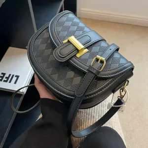 Buckle Woven Pattern Crossbody Bag