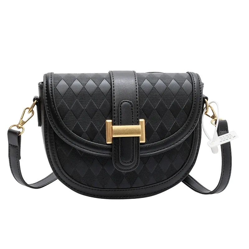 Buckle Woven Pattern Crossbody Bag