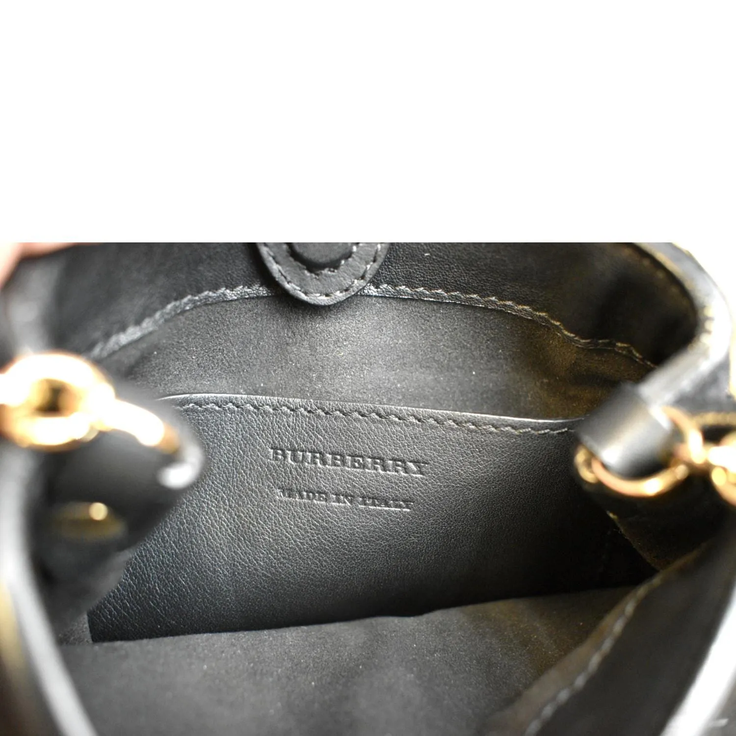 BURBERRY Mini Fringe Suede Crossbody Bucket Bag Black