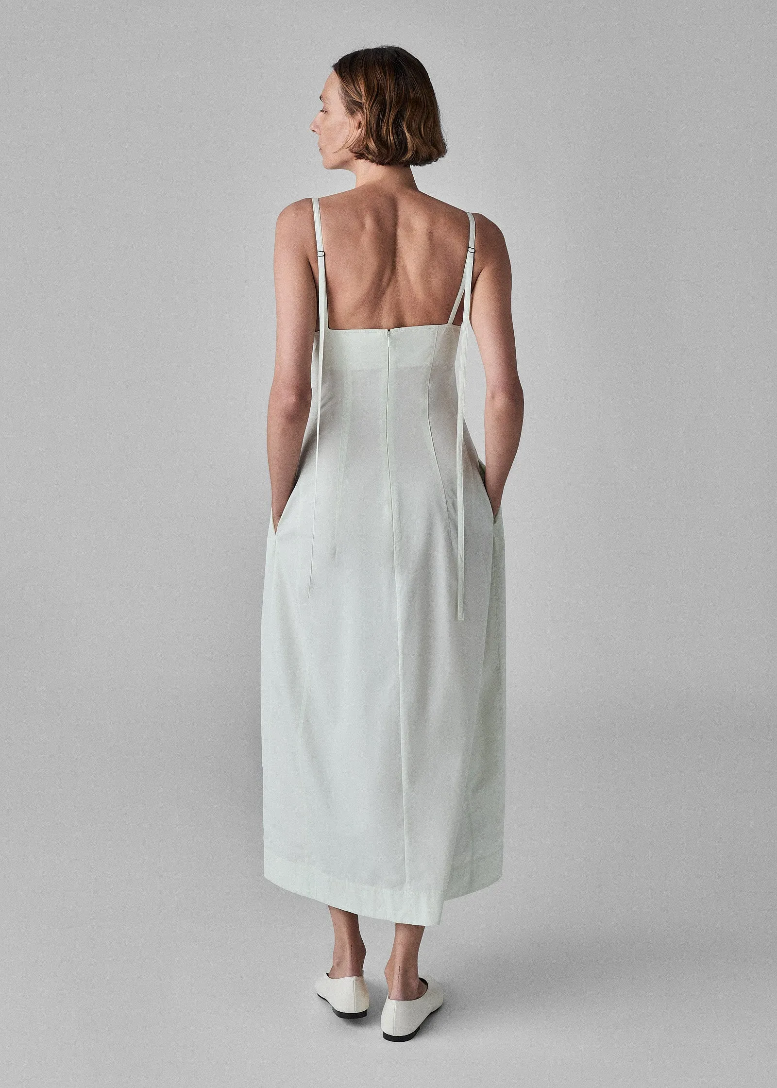 Bustier Dress in Cotton Poplin - Frost