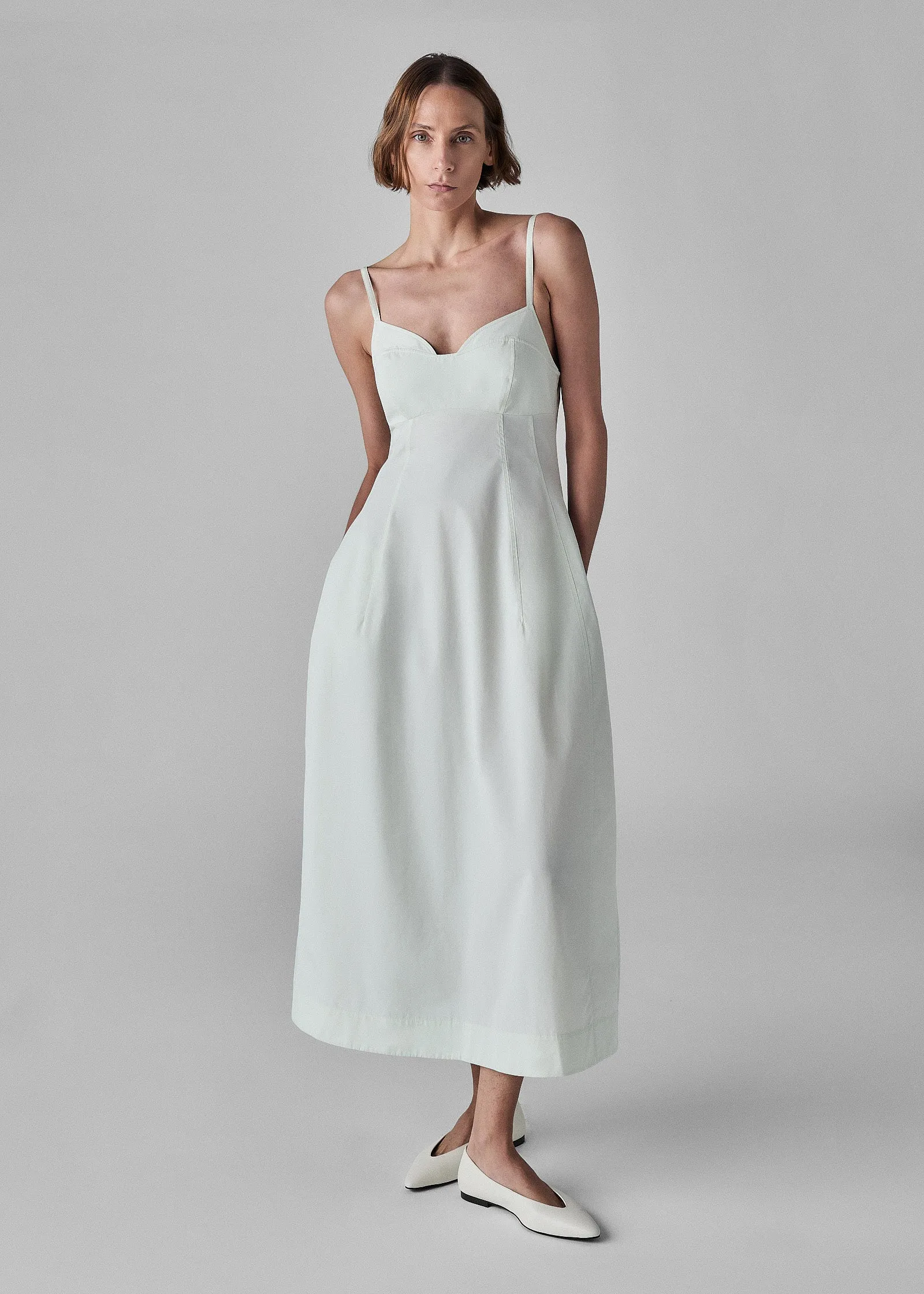 Bustier Dress in Cotton Poplin - Frost
