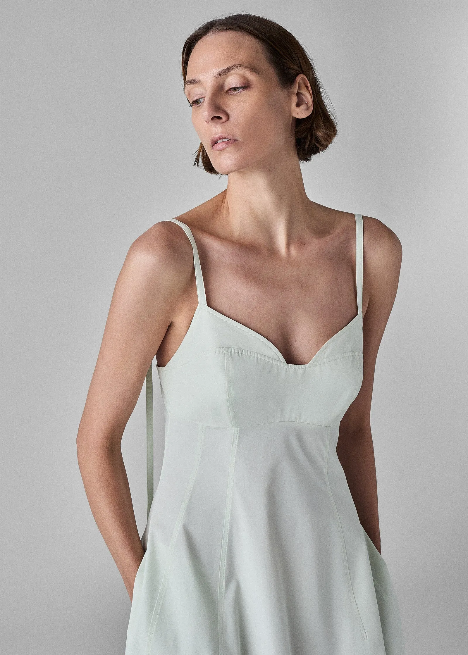 Bustier Dress in Cotton Poplin - Frost