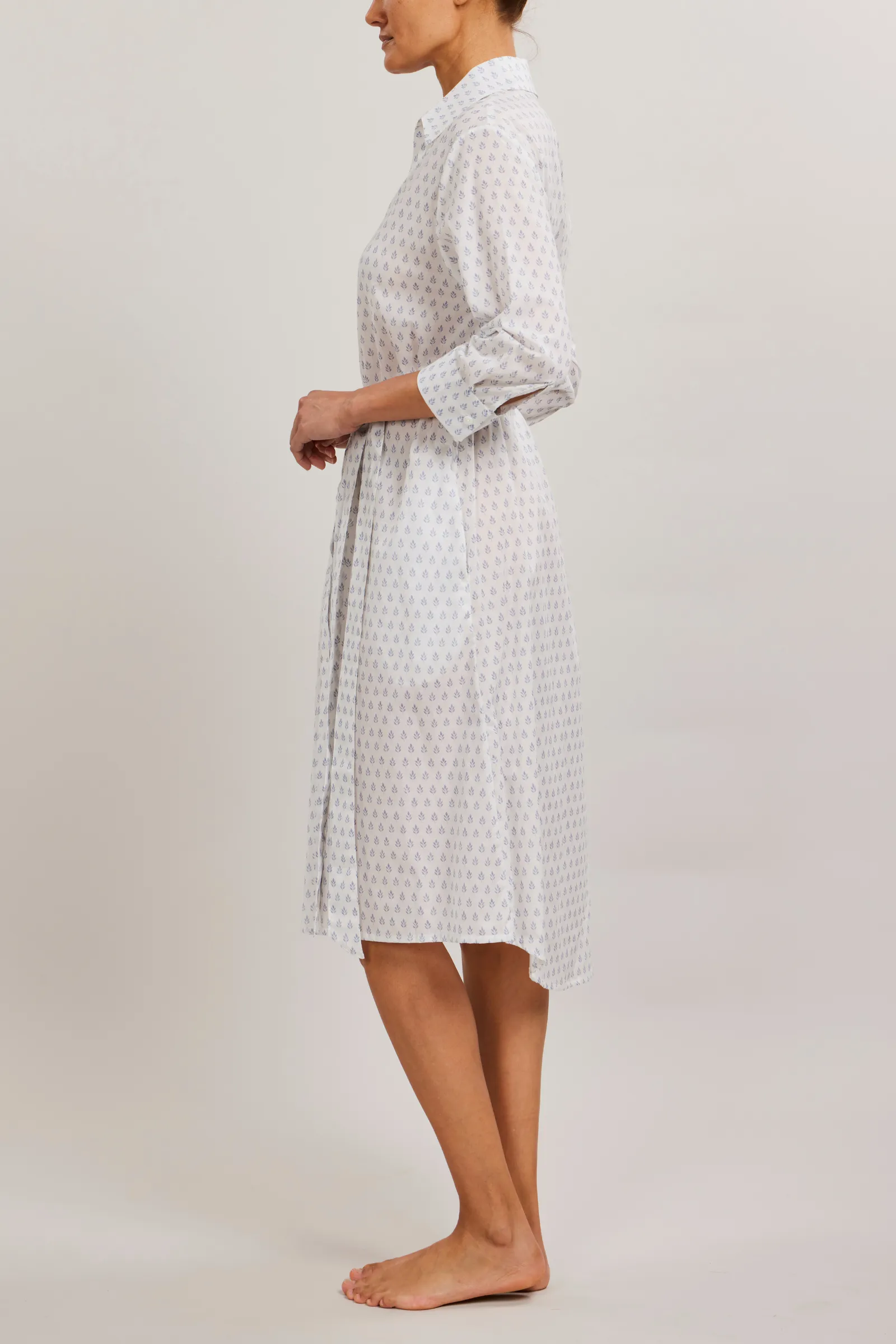 Button Front Dress - Leaves