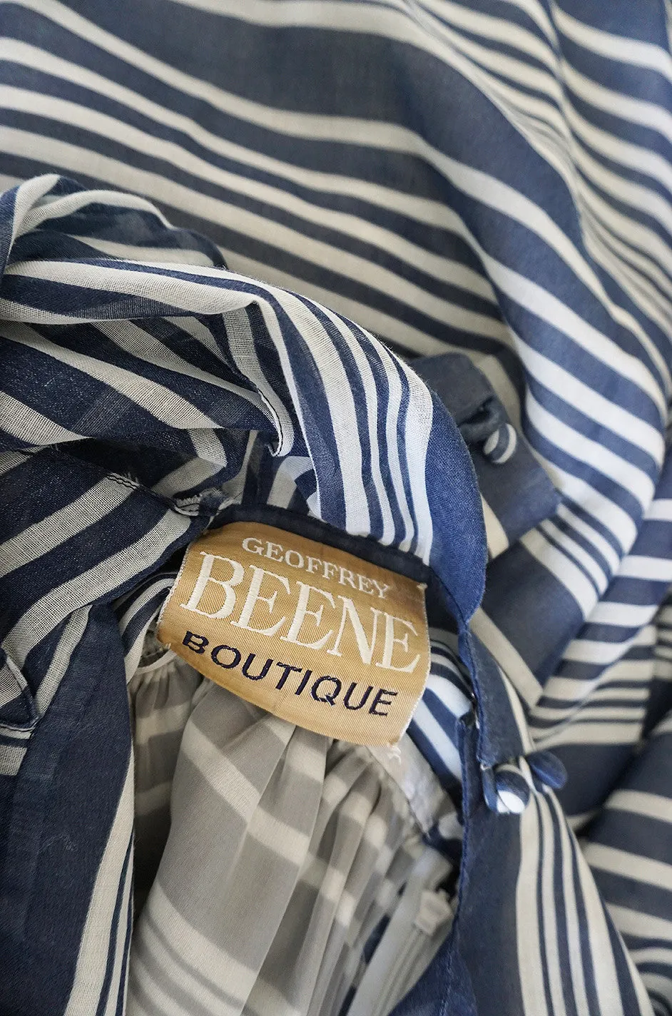 c1972 Geoffrey Beene Plunging Striped Summer Dress