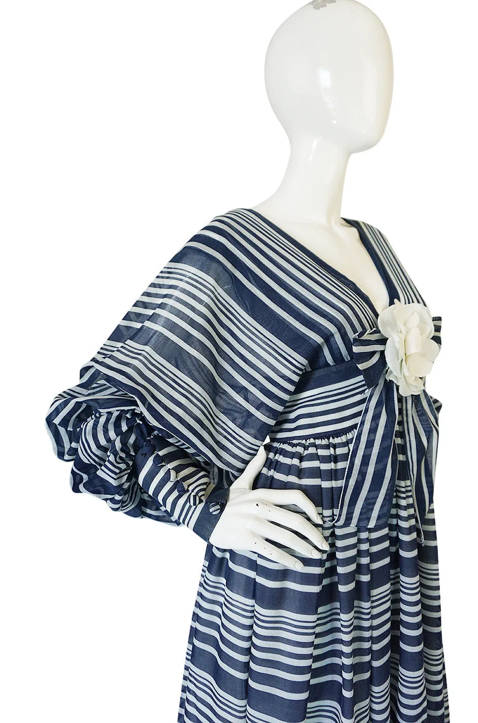 c1972 Geoffrey Beene Plunging Striped Summer Dress