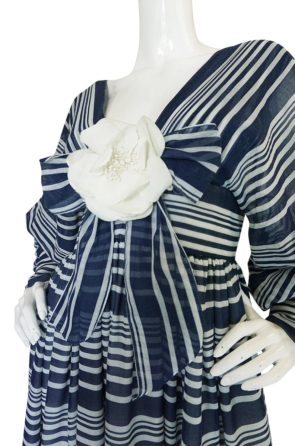 c1972 Geoffrey Beene Plunging Striped Summer Dress