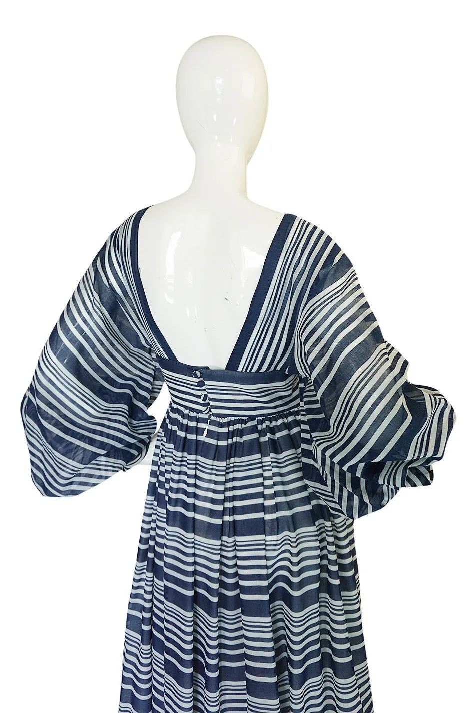 c1972 Geoffrey Beene Plunging Striped Summer Dress