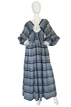 c1972 Geoffrey Beene Plunging Striped Summer Dress