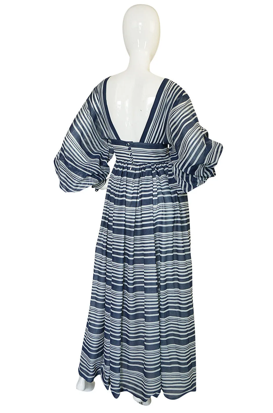 c1972 Geoffrey Beene Plunging Striped Summer Dress