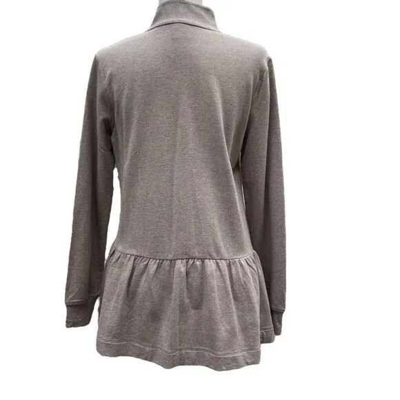 Cabi 3543 Weekend Topper French Terry Peplum Zip Jacket Fossil Tan Womens Small