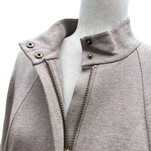 Cabi 3543 Weekend Topper French Terry Peplum Zip Jacket Fossil Tan Womens Small