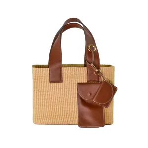 Canasta With Leather Handles and Coin Purse Plus Phone Holder