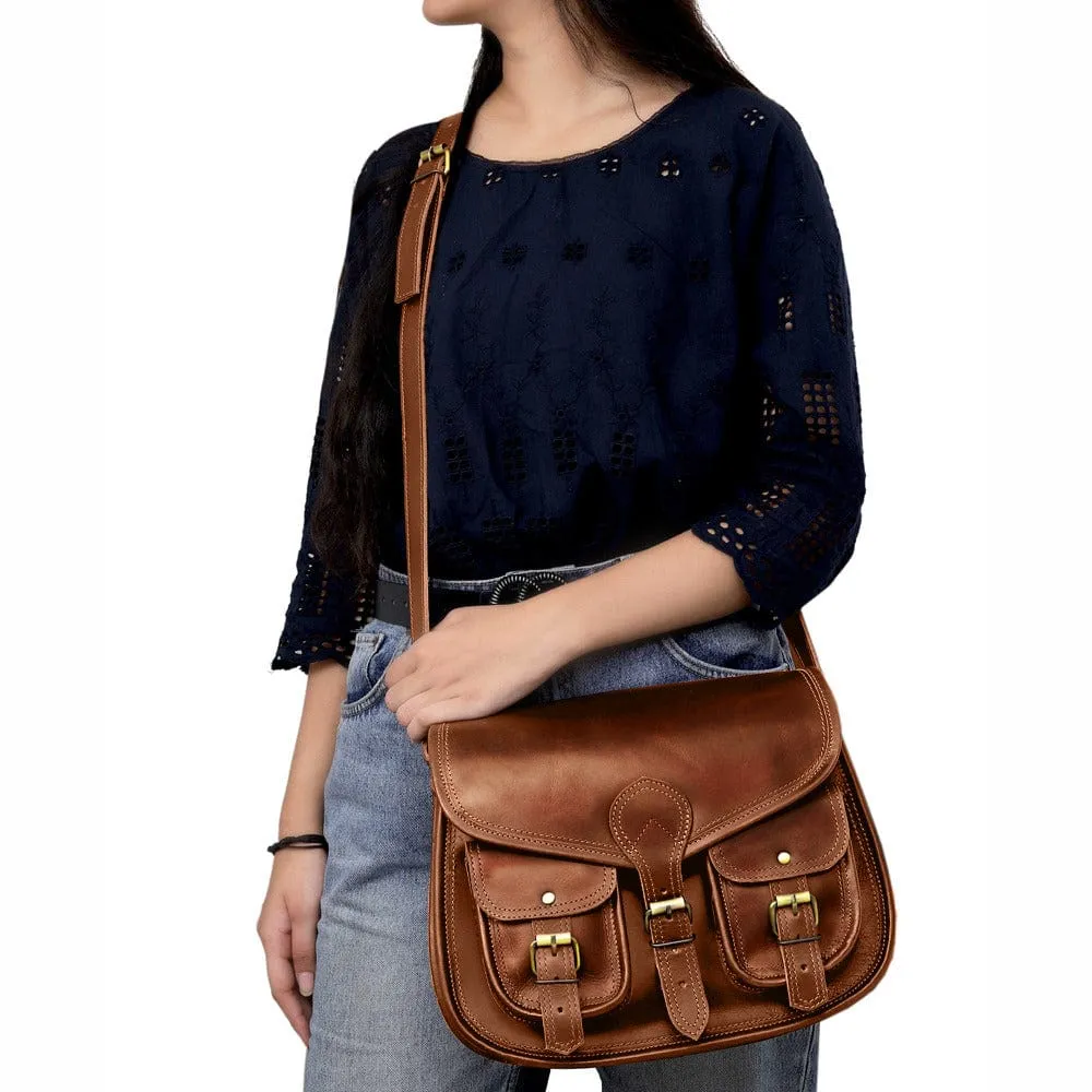 Caroline Full Grain Leather Saddlebag   FREE Matching Wallet