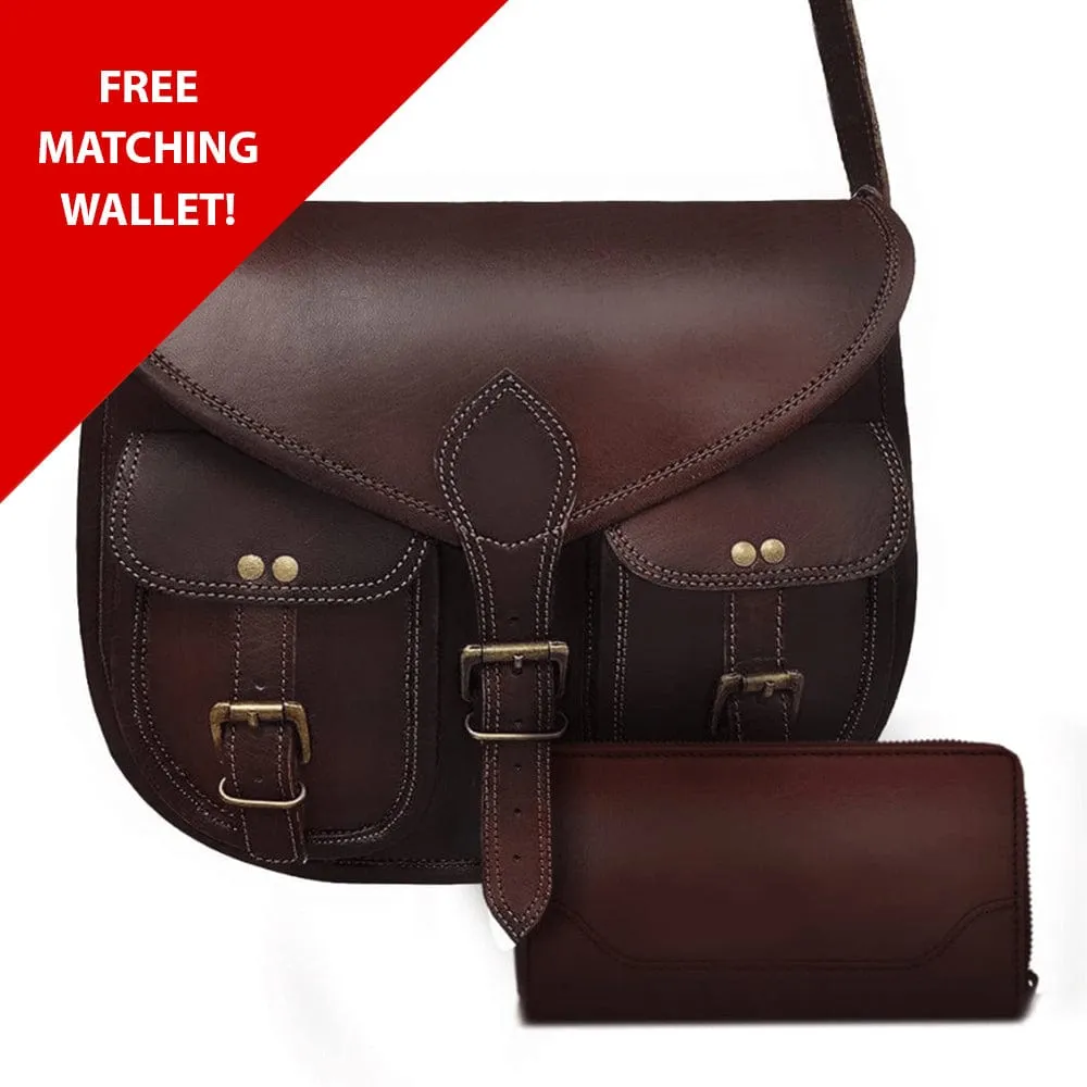 Caroline Full Grain Leather Saddlebag   FREE Matching Wallet