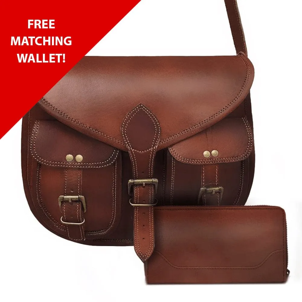 Caroline Full Grain Leather Saddlebag   FREE Matching Wallet