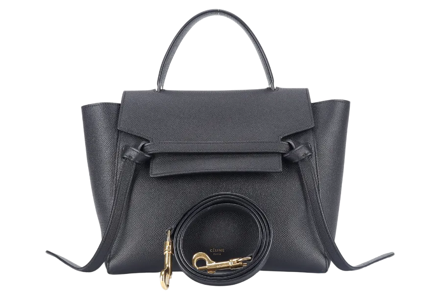 CELINE MICRO BELT BAG IN GRAINED BLACK CALFSKIN NO DUST COVER