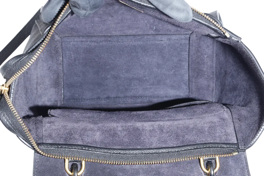 CELINE MICRO BELT BAG IN GRAINED BLACK CALFSKIN NO DUST COVER