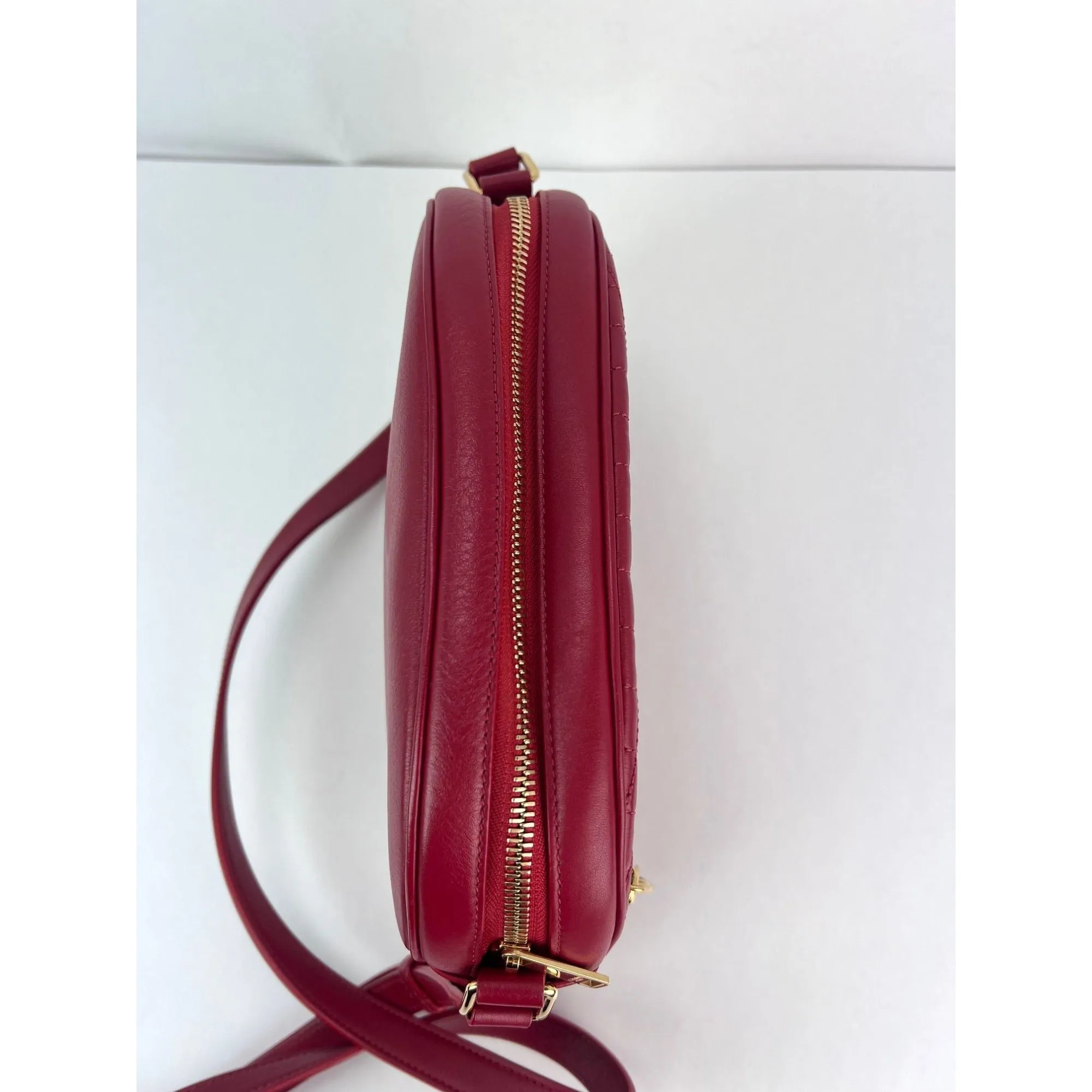 Celine Quilted Calfskin Medium C Charm Red Crossbody Bag
