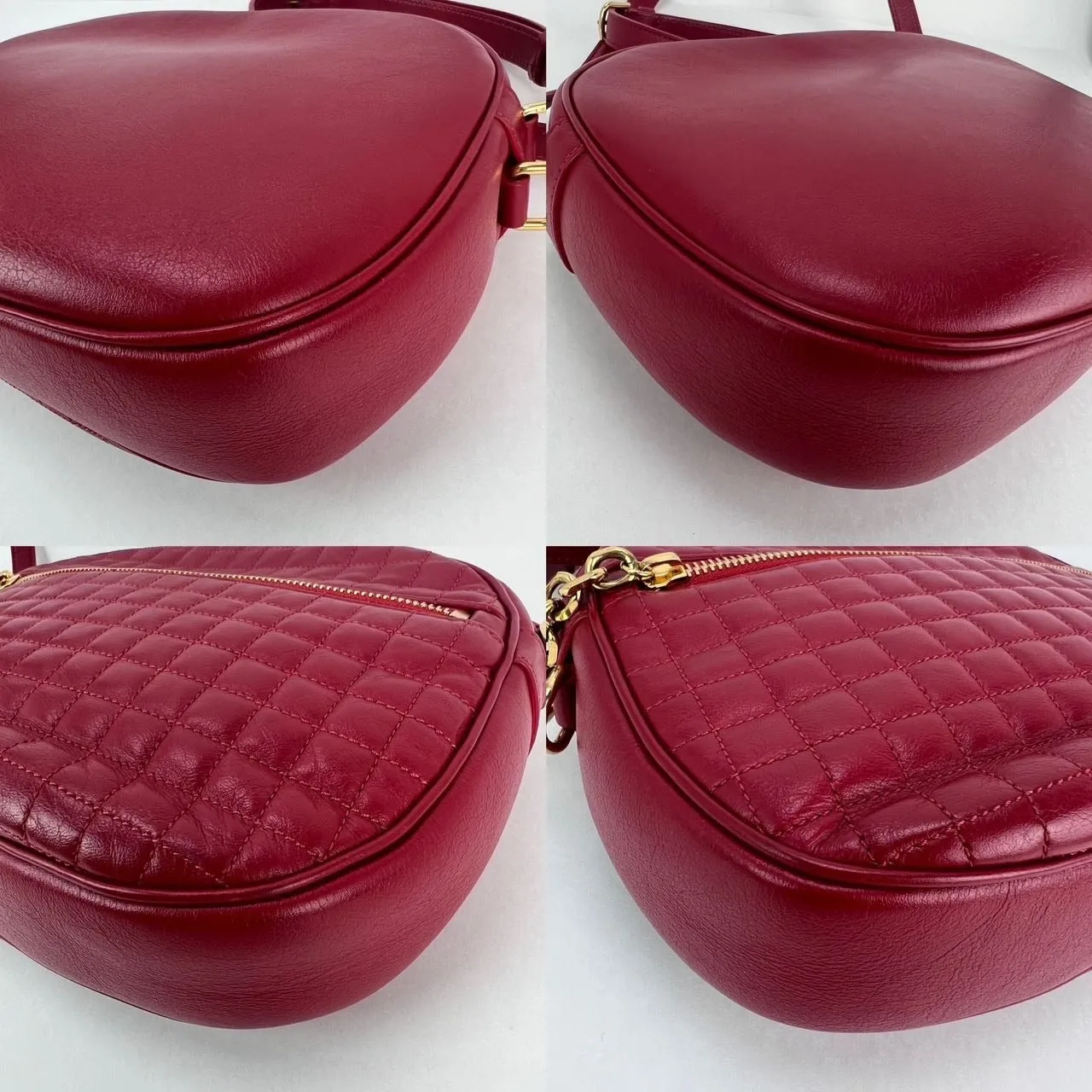 Celine Quilted Calfskin Medium C Charm Red Crossbody Bag