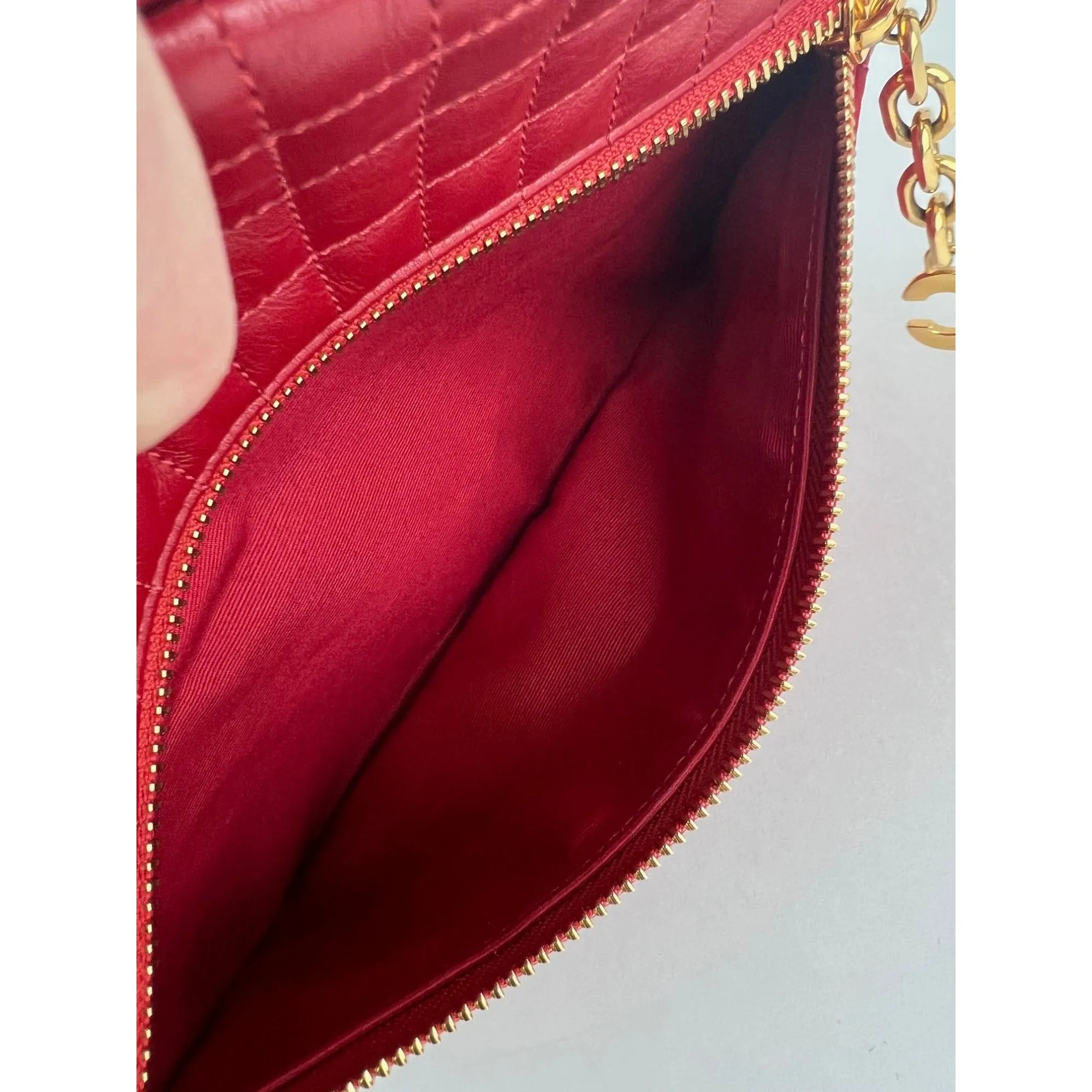 Celine Quilted Calfskin Medium C Charm Red Crossbody Bag