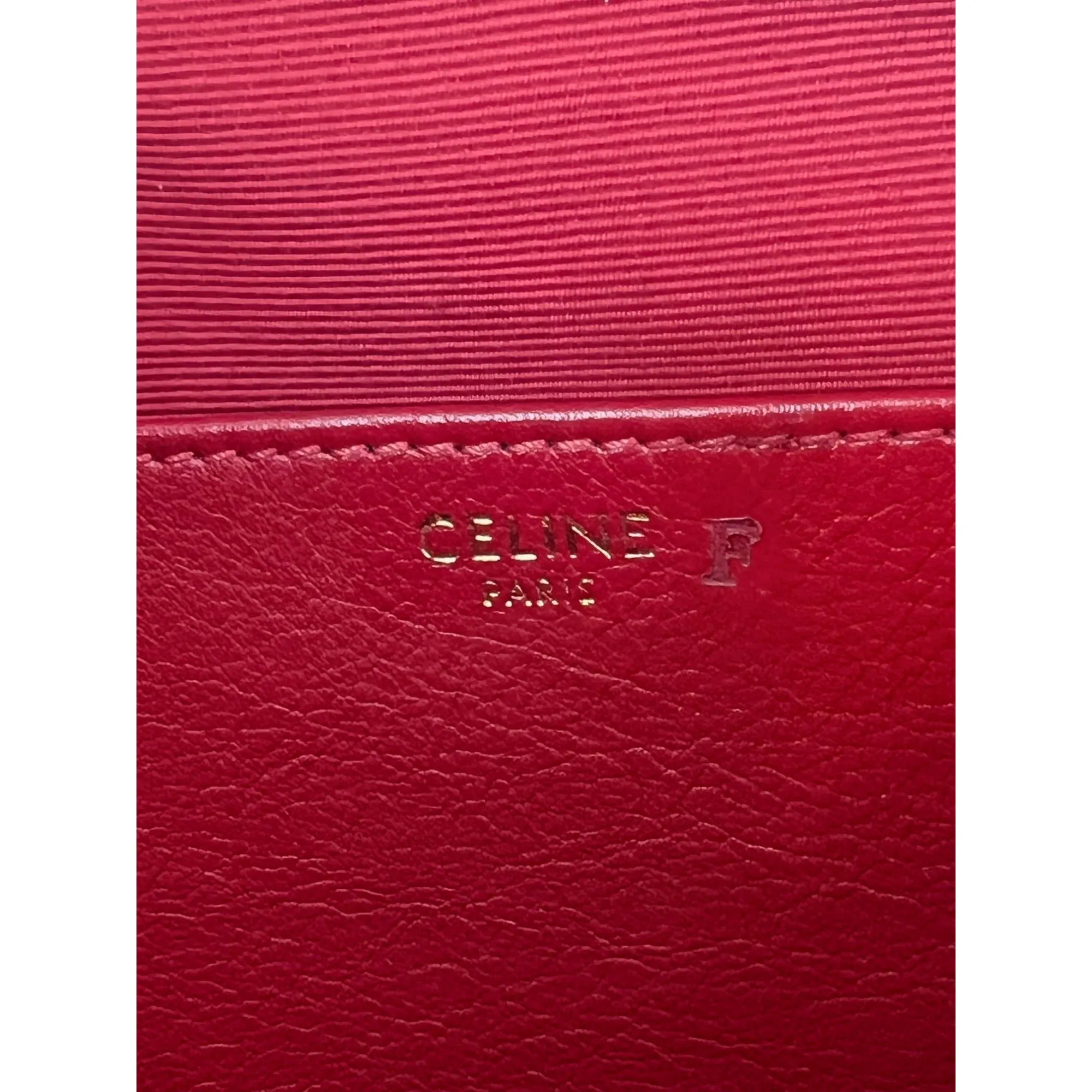 Celine Quilted Calfskin Medium C Charm Red Crossbody Bag