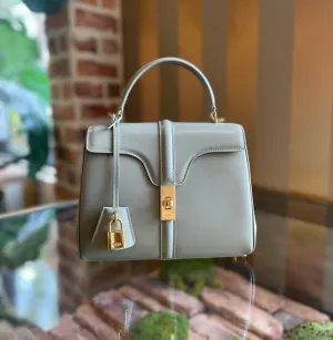 Celine Satinated Calfskin Small 16 Green Clay Top Handle Bag