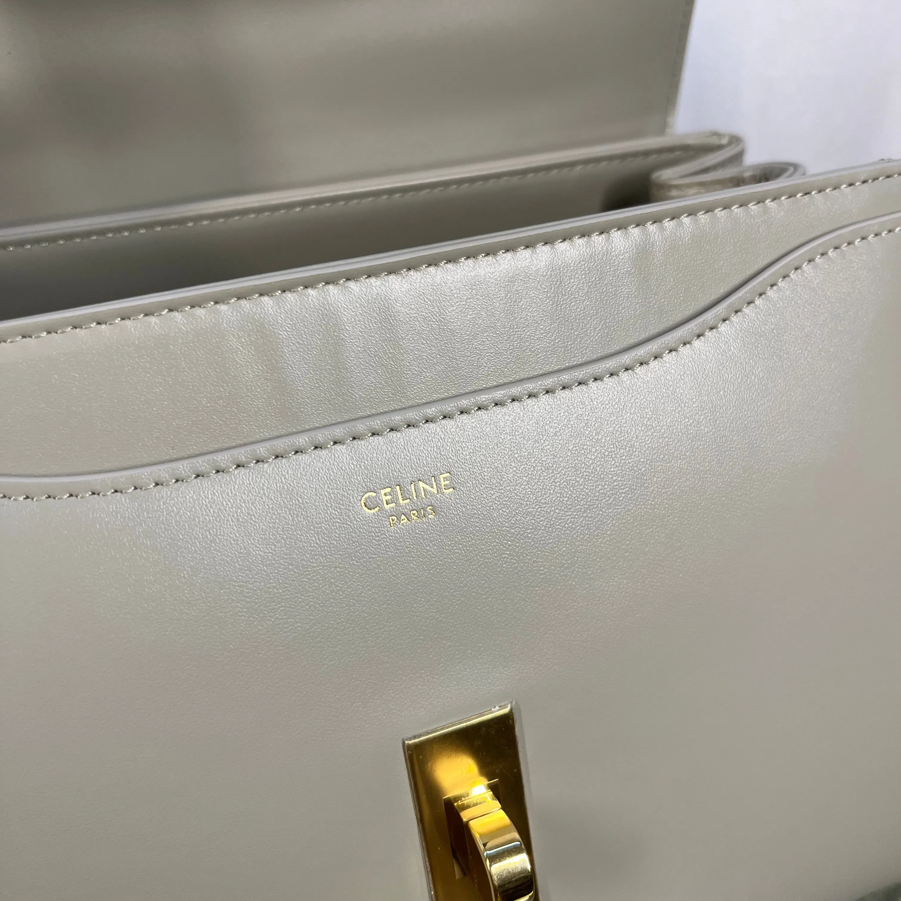 Celine Satinated Calfskin Small 16 Green Clay Top Handle Bag