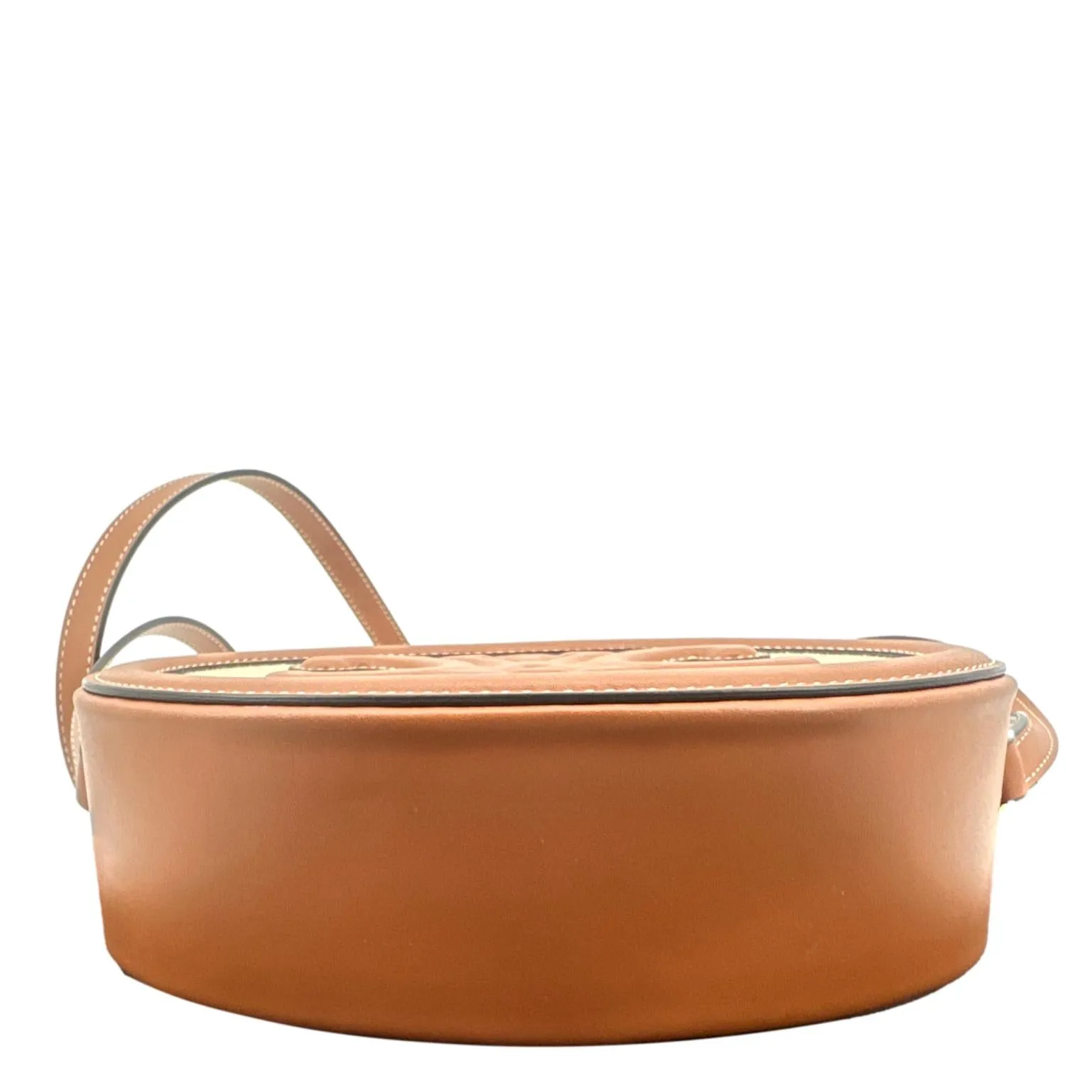 CELINE Triomphe Oval Calfskin Leather Shoulder Bag Tan