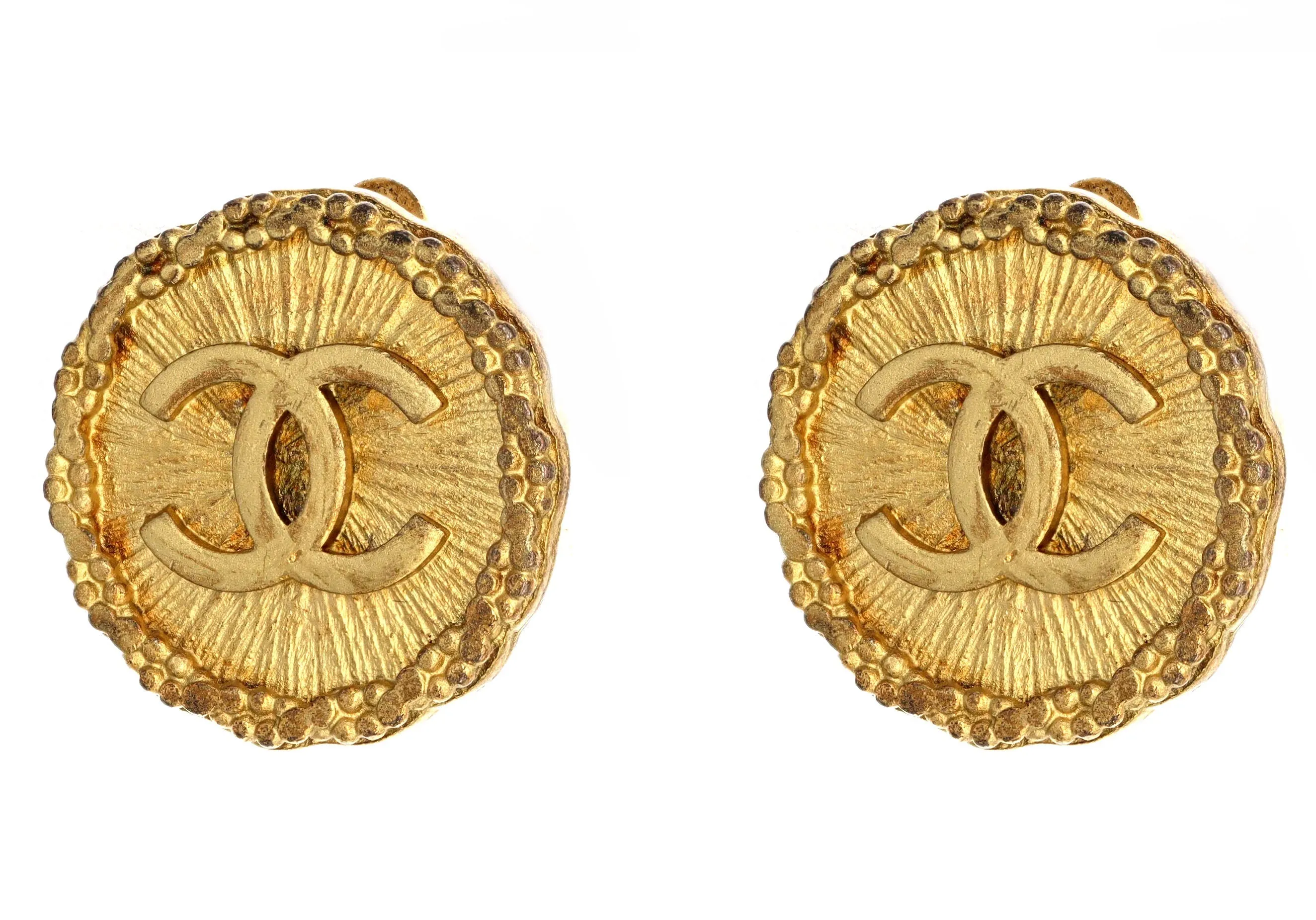 Chanel 1995 CC Button Earrings
