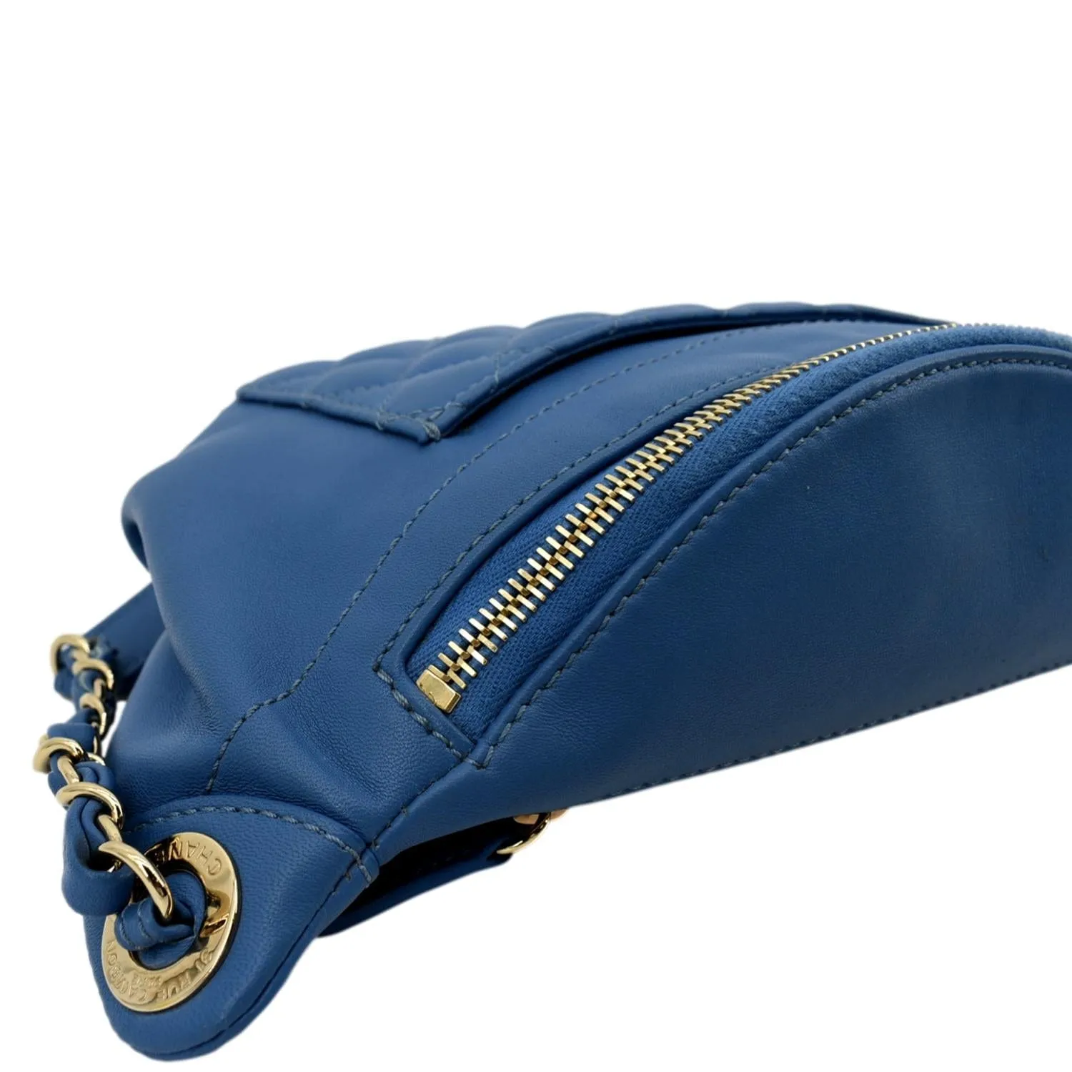 CHANEL Bi Classic Quilted Lambskin Leather Waist Bag Blue