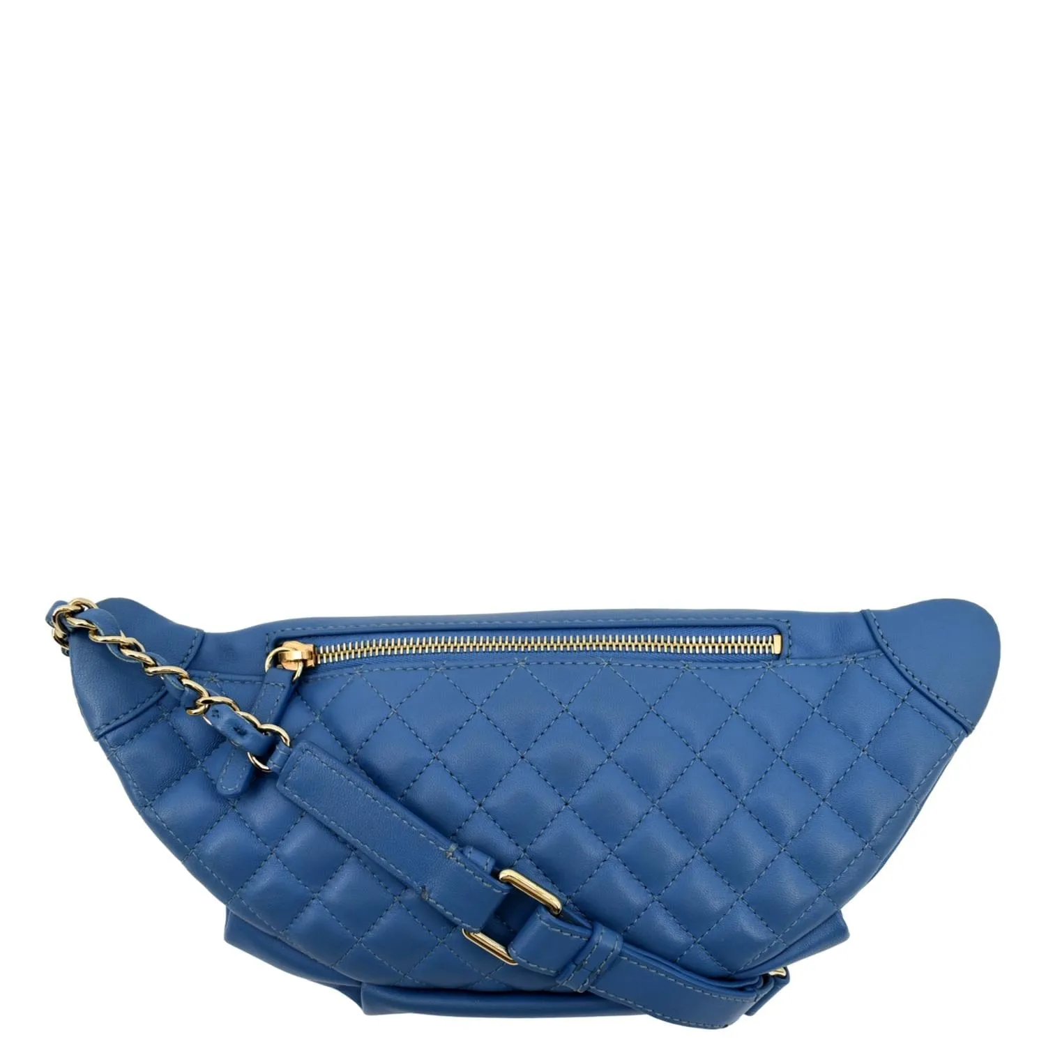 CHANEL Bi Classic Quilted Lambskin Leather Waist Bag Blue