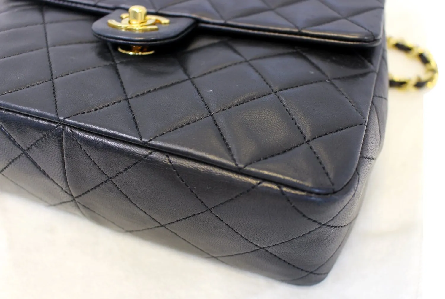 CHANEL Black Leather CC Classic Flap Shoulder Crossbody Bag