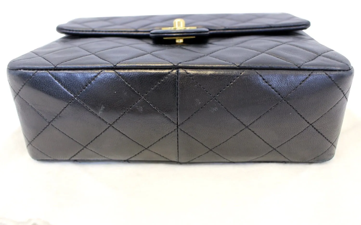CHANEL Black Leather CC Classic Flap Shoulder Crossbody Bag