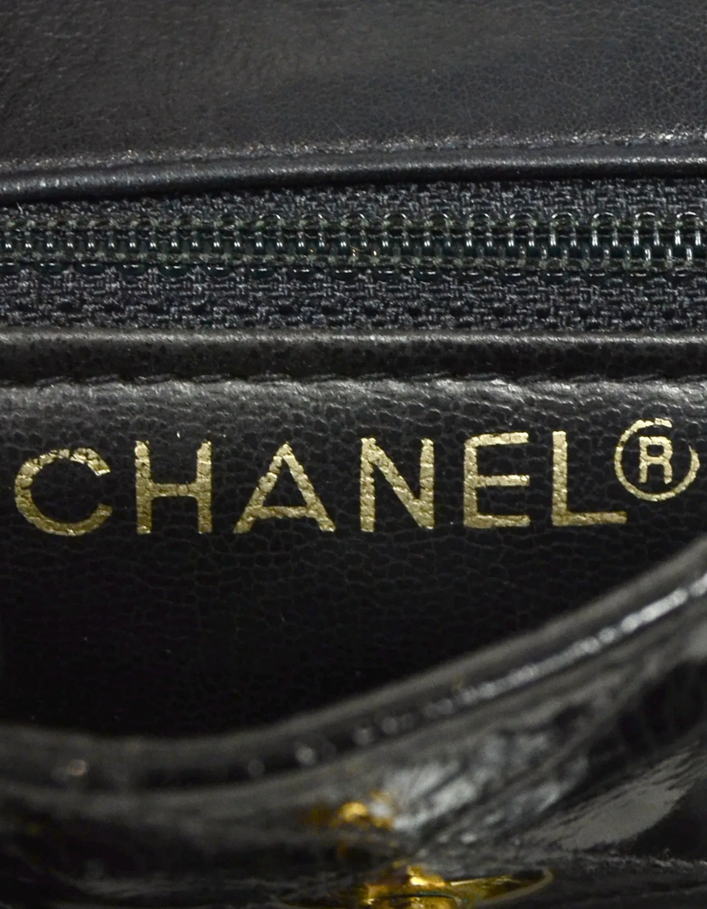 Chanel Black Patent Leather Quilted CC Twist-lock Leather Laced Belt Bag