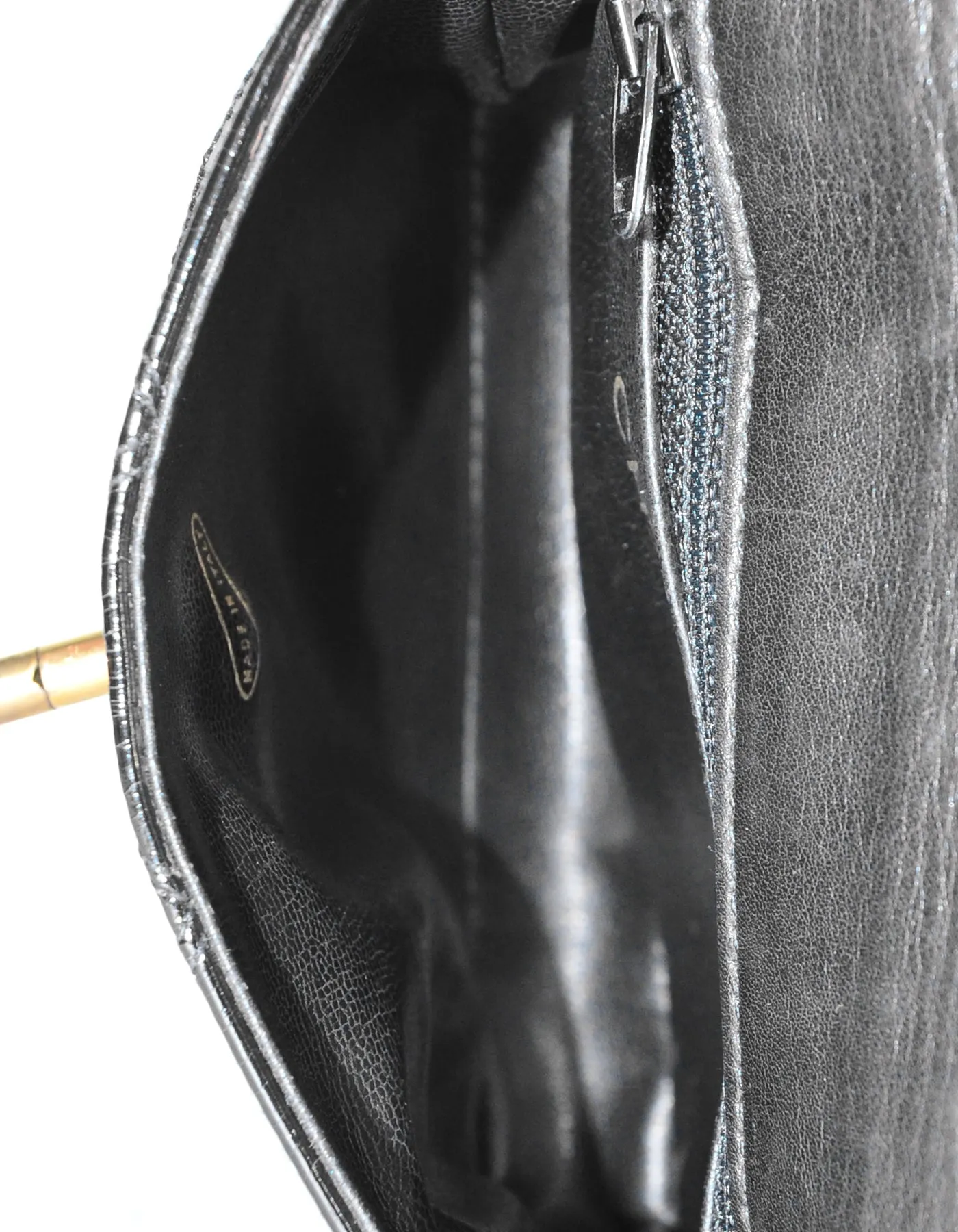 Chanel Black Patent Leather Quilted CC Twist-lock Leather Laced Belt Bag
